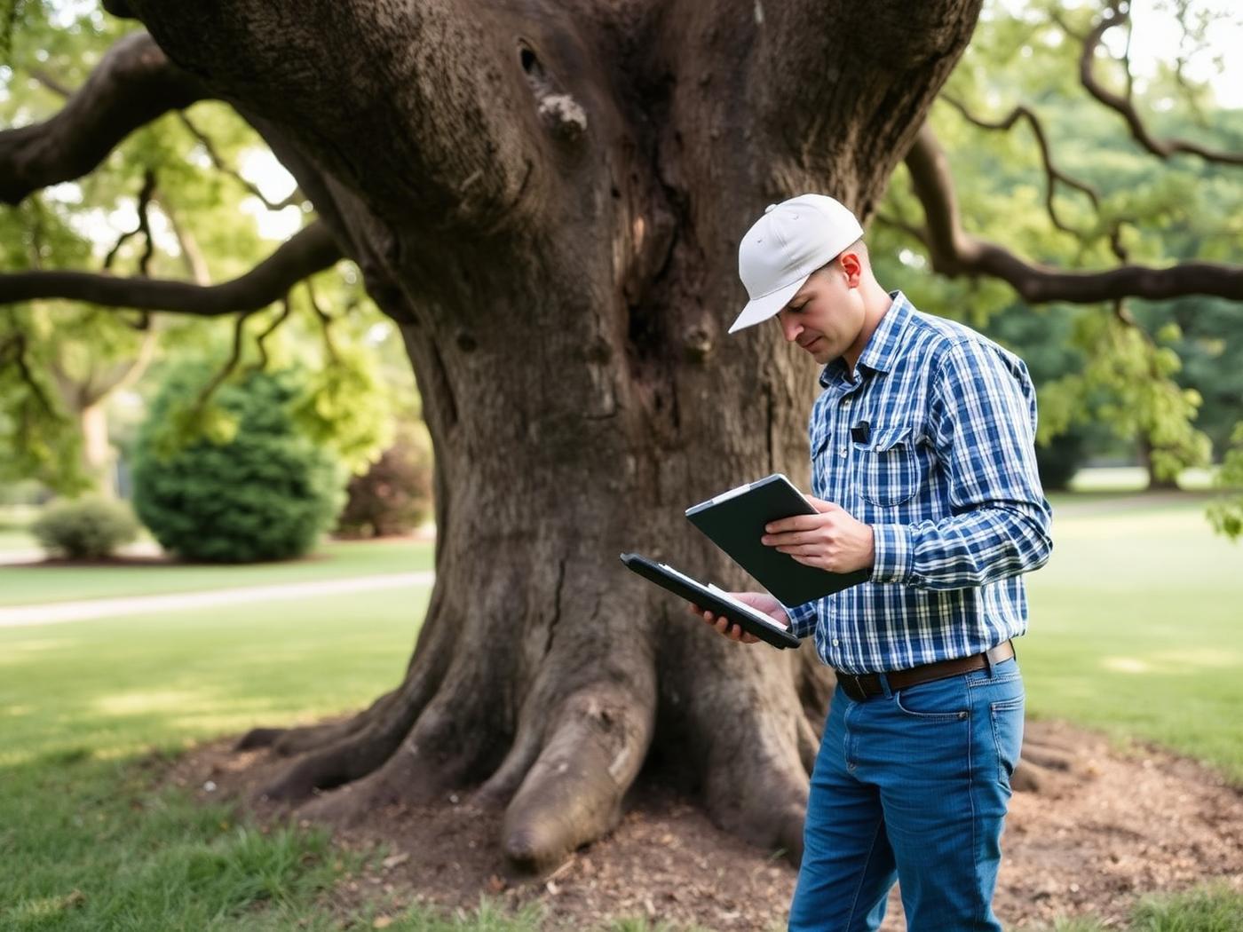 A certified arborist walks the property.